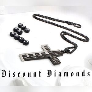 18K Black Gold Cross Titanium  Chain Necklace